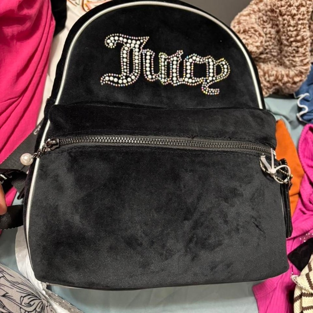 Black‎ Juicy Couture backpack with rhinestone logo. NWT!!